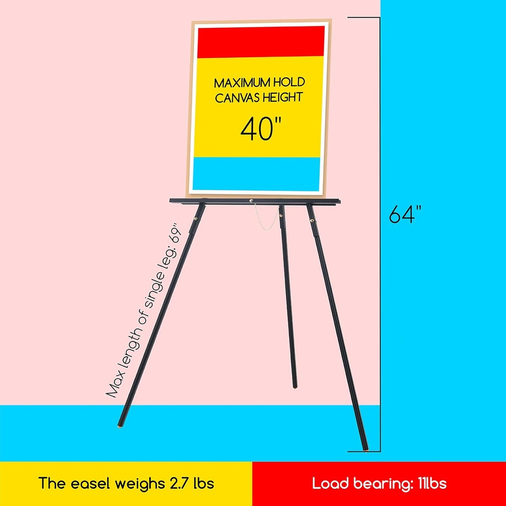 Easel, 64" (162 cm) Display Floor, Black