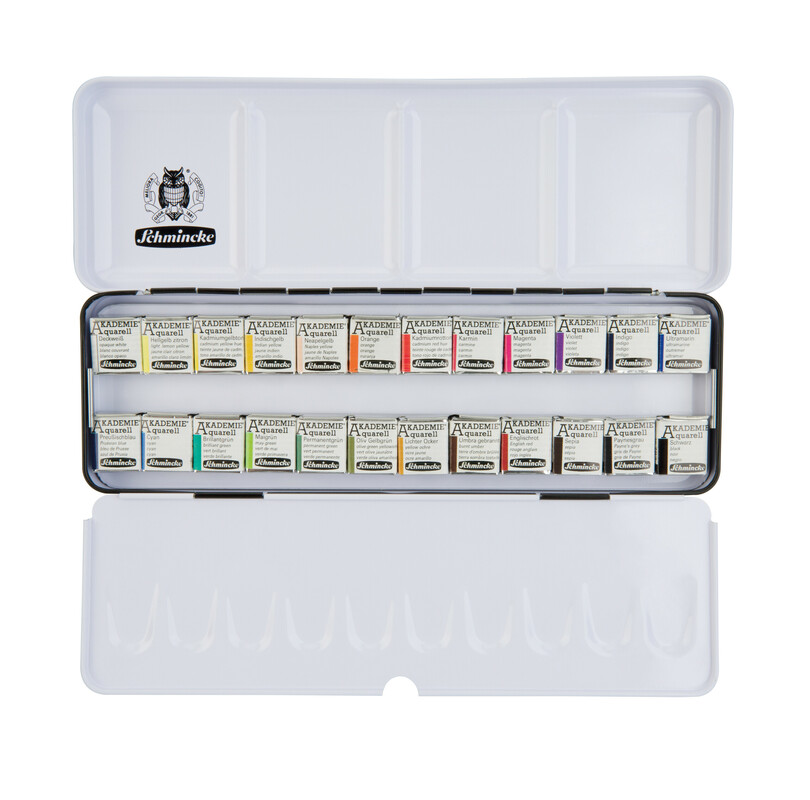 [SM_75424097] Schmincke, Akademie Aqua, Metal box 24x 1/2pan