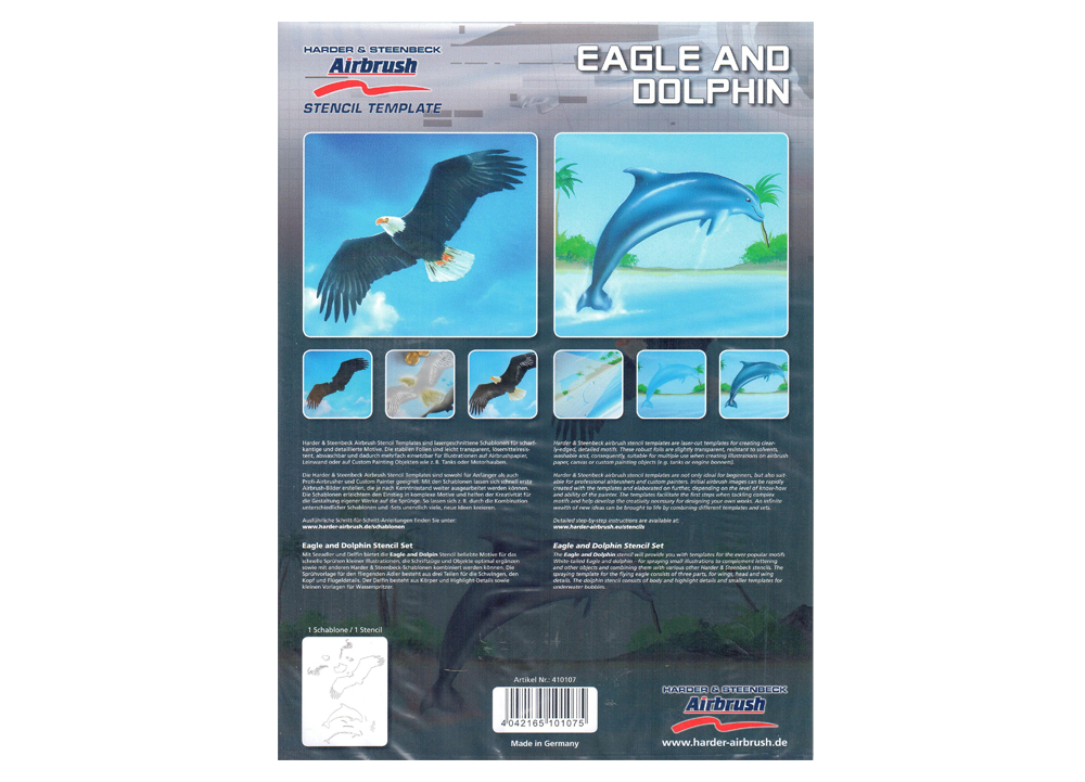 Harder Airbrush, Stencil, Template Eagle and Dolphin