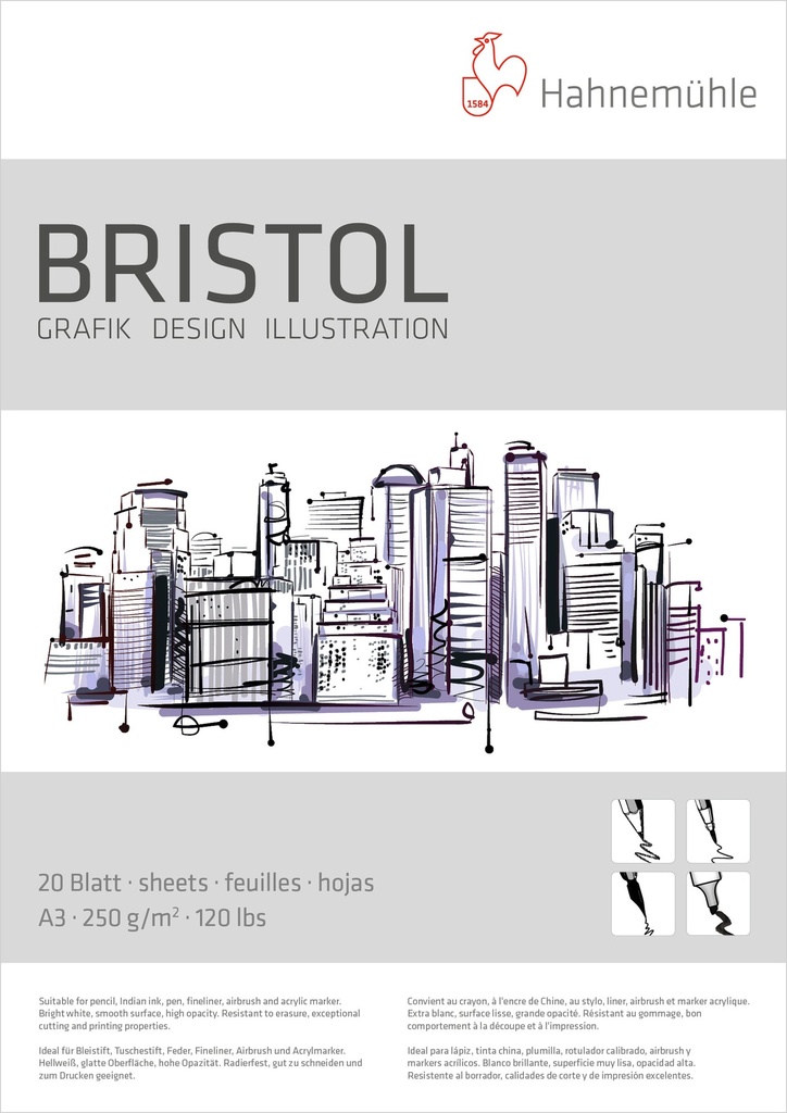 [HF-10628723] Hahnemühle, Bristol Pad, 250 gsm (A3)