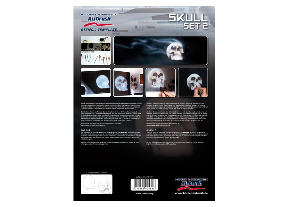 [HA-410137] Harder Airbrush, Stencil, Skull 2 set