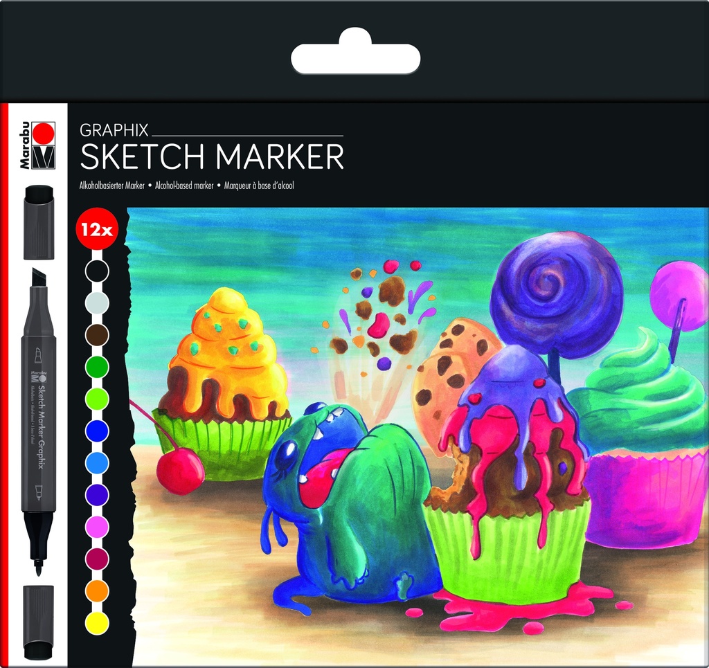 Marabu, Graphix, Sketch Marker, 12pc SUGARHOLIC