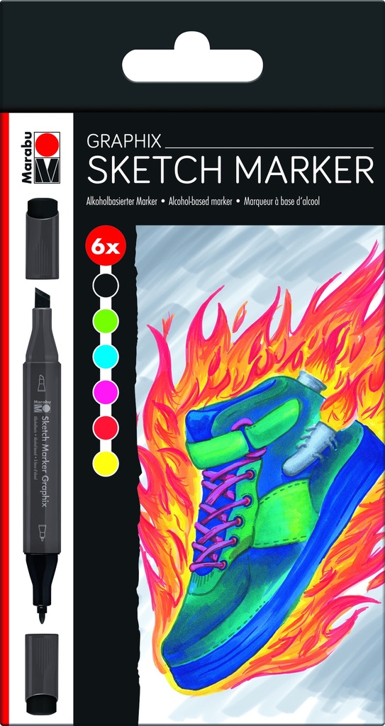 Marabu, Graphix, Sketch Marker 6pc (Heat)